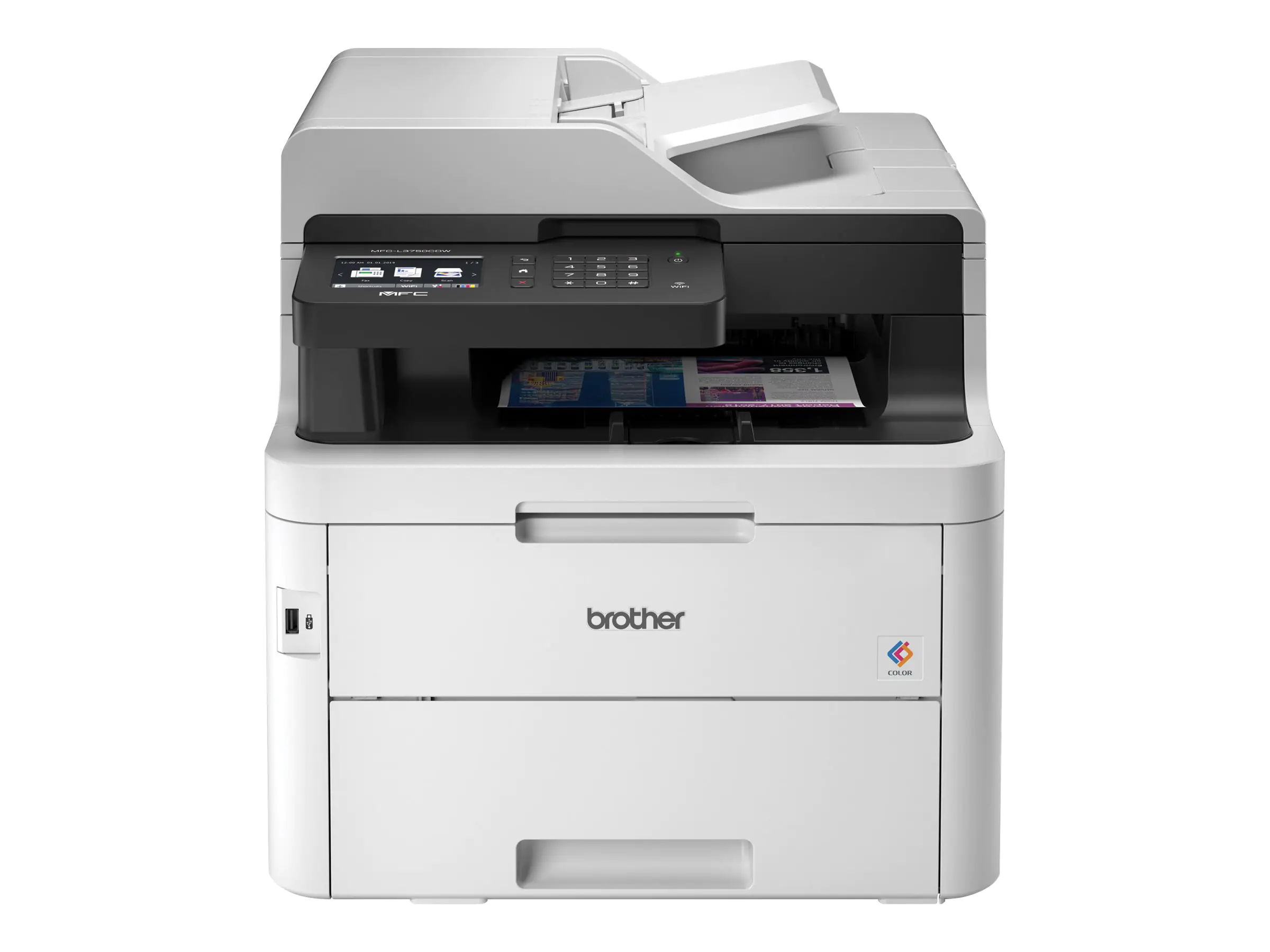 Brother MFC-L3750CDW - Multifunktionsdrucker - Farbe - LED - Legal (216 x 356 mm) (Original) - A4/Legal (Medien) - bis zu 24 Seiten/Min. (Drucken) - 250 Blatt - 33.6 Kbps - USB 2.0, LAN, Wi-Fi(n), USB-Host - mit Brother PRINT AirBag für 15.000 Seiten