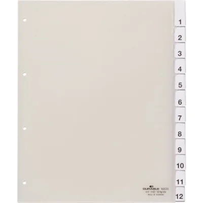 DURABLE Register 683519 230/245x297mm 12teilig Hartfolie tr DURABLE Register 683519 230/245x297mm 12teilig Hartfolie tr