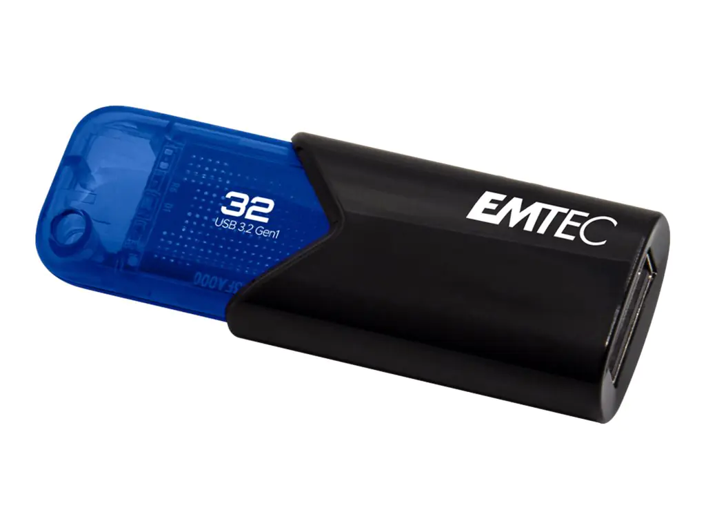EMTEC B110 Click Easy 3.2 - USB-Flash-Laufwerk - 32 GB - USB 3.2 Gen 1 - Blau, Schwarz