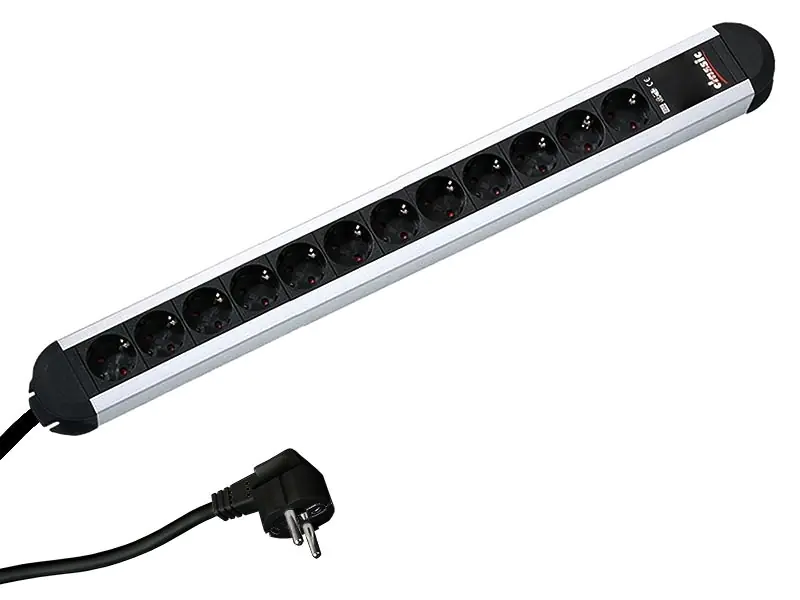 Bachmann PRIMO Steckdosenleiste 12-fach, 2,0m, schwarz/alu, ohne Schalter Bachmann PRIMO Steckdosenleiste 12-fach, 2,0m, schwarz/alu, ohne Schalter