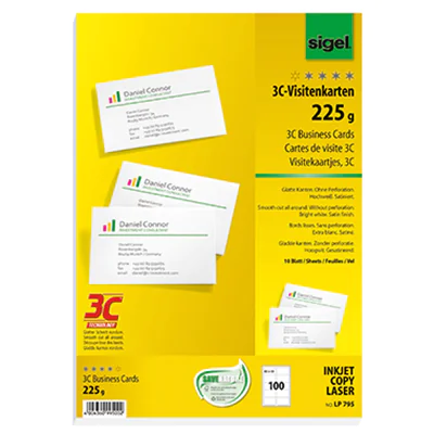 SIGEL Visitenkarte LP790 DIN A4 85x55mm 190g ws 100 St./Pack SIGEL Visitenkarte LP790 DIN A4 85x55mm 190g ws 100 St./Pack