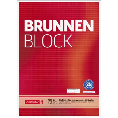 BRUNNEN Briefblock DIN A4 kariert 70g/m² rot 50 Bl. BRUNNEN Briefblock DIN A4 kariert 70g/m² rot 50 Bl.