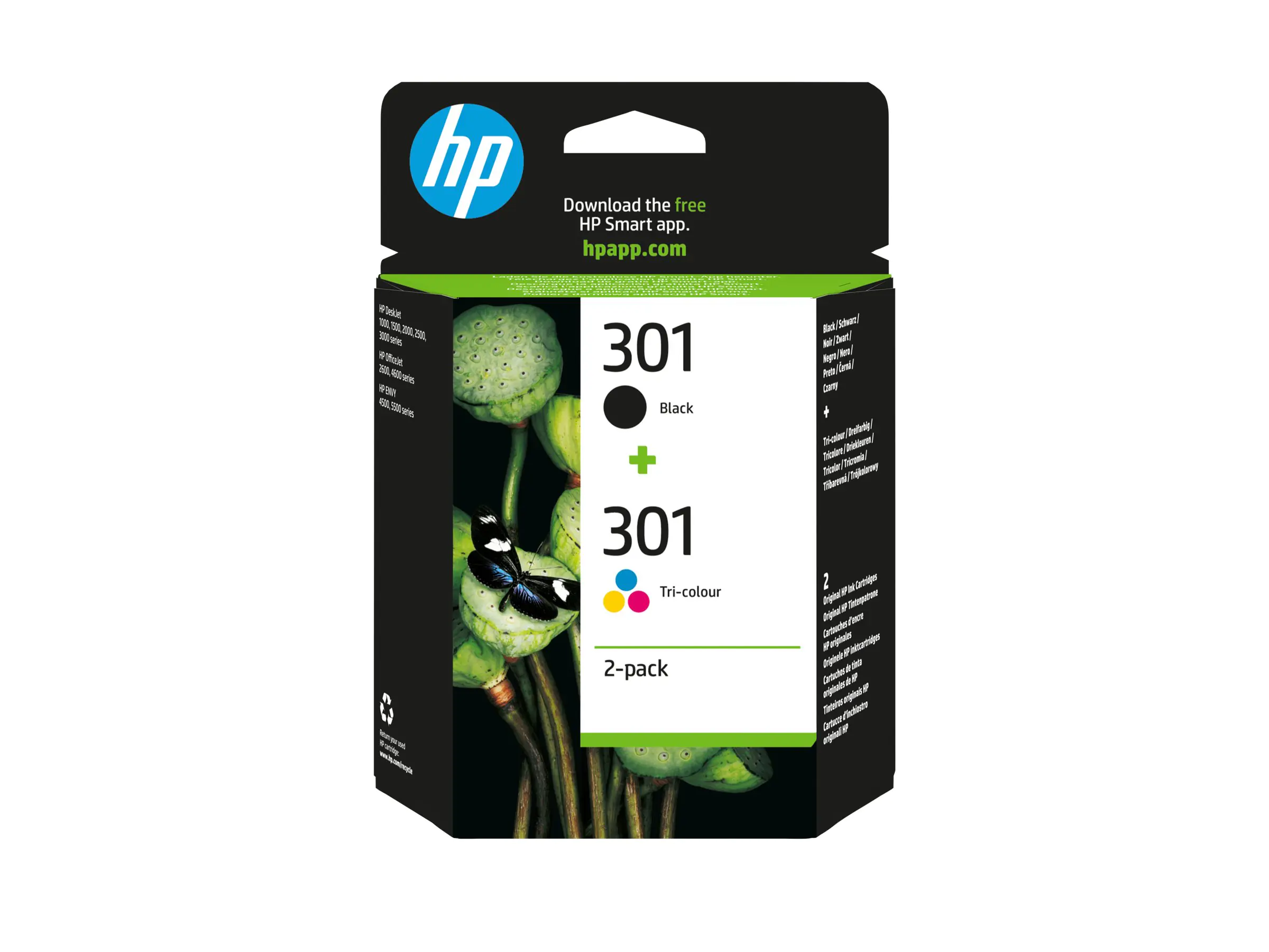 HP 301 - 2er-Pack - Schwarz, Farbe (Cyan, Magenta, Gelb) N9J72AE