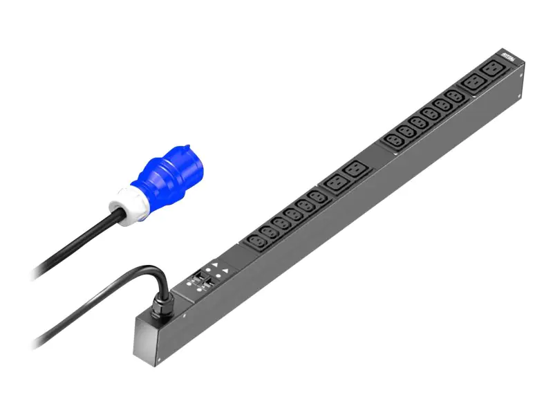 Rittal PDU Basic - Stromverteilungseinheit (Rack - einbaufähig) - Wechselstrom 230 V - 7.4 kW - 3 Phasen - Ausgangsanschlüsse: 16 (4 x IEC 60320 C19, 12 x IEC 60320 C13) - 0U - 3 m Schnur