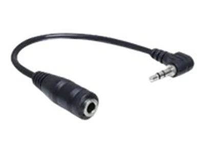 Delock - Audio-Adapter - Stereo Mikro-Stecker männlich zu mini-phone stereo 3.5 mm weiblich - 14 cm - Schwarz - gewinkelter Stecker