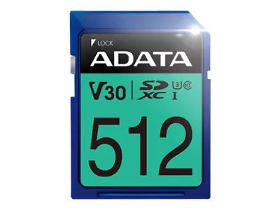 ADATA Premier Pro SDXC UHS-I U3 Class 10 (V30S) - Flash-Speicherkarte - 512 GB - Video Class V30 / UHS-I U3 / Class10 - SDXC UHS-I