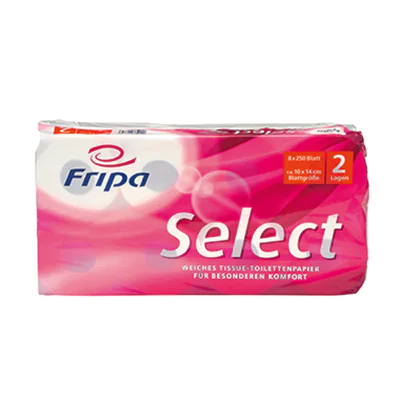 Fripa Toilettenpapier Select 1020806 2-lagig weiß 8 Rl./Pack. Fripa Toilettenpapier Select 1020806 2-lagig weiß 8 Rl./Pack.