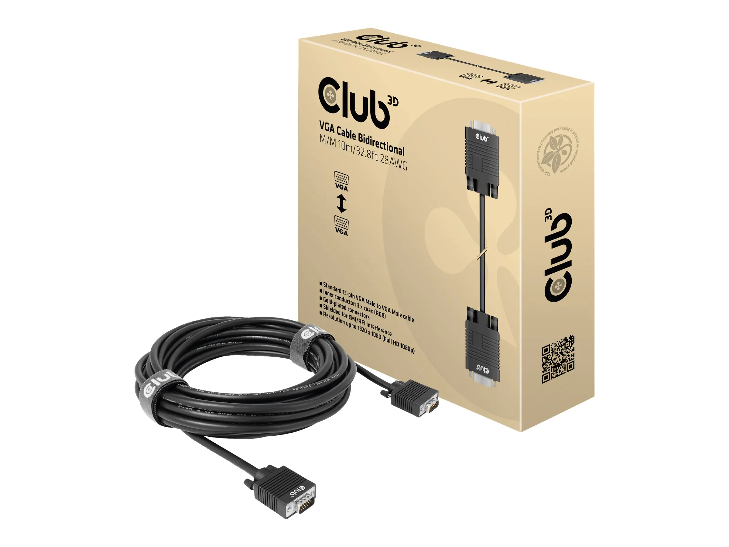 Club 3D - VGA-Kabel - HD-15 (VGA) (M) zu HD-15 (VGA) (M) - 10 m - 1080p-Unterstützung