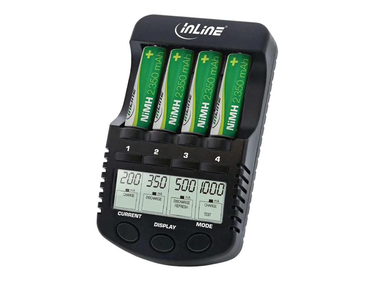 InLine - Batterieladegerät - (für 4xAA/AAA) + AC-Netzteil - 18 Watt - 1.5 A (USB)