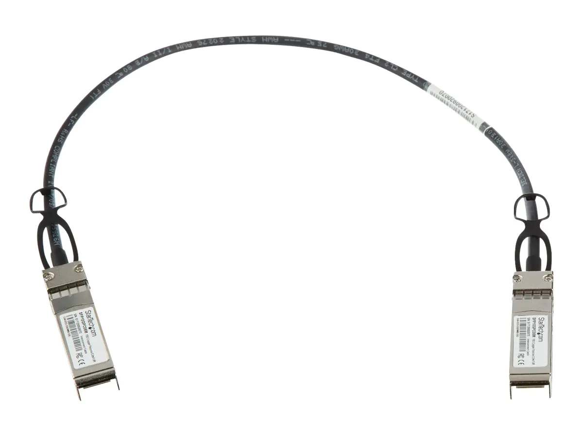 StarTech MSA Uncoded Compatible 0.5m 10G SFP+ to SFP+ Direct Attach Breakout Cable Twinax, 10 GbE SFP+ Copper DAC 10 Gbps Low Power Passive Transceiver Module DAC, 10GE Breakout Cable - Lifetime Warranty (SFP10GPC05M) - 10GBase Direktanschlusskabel - SFP+