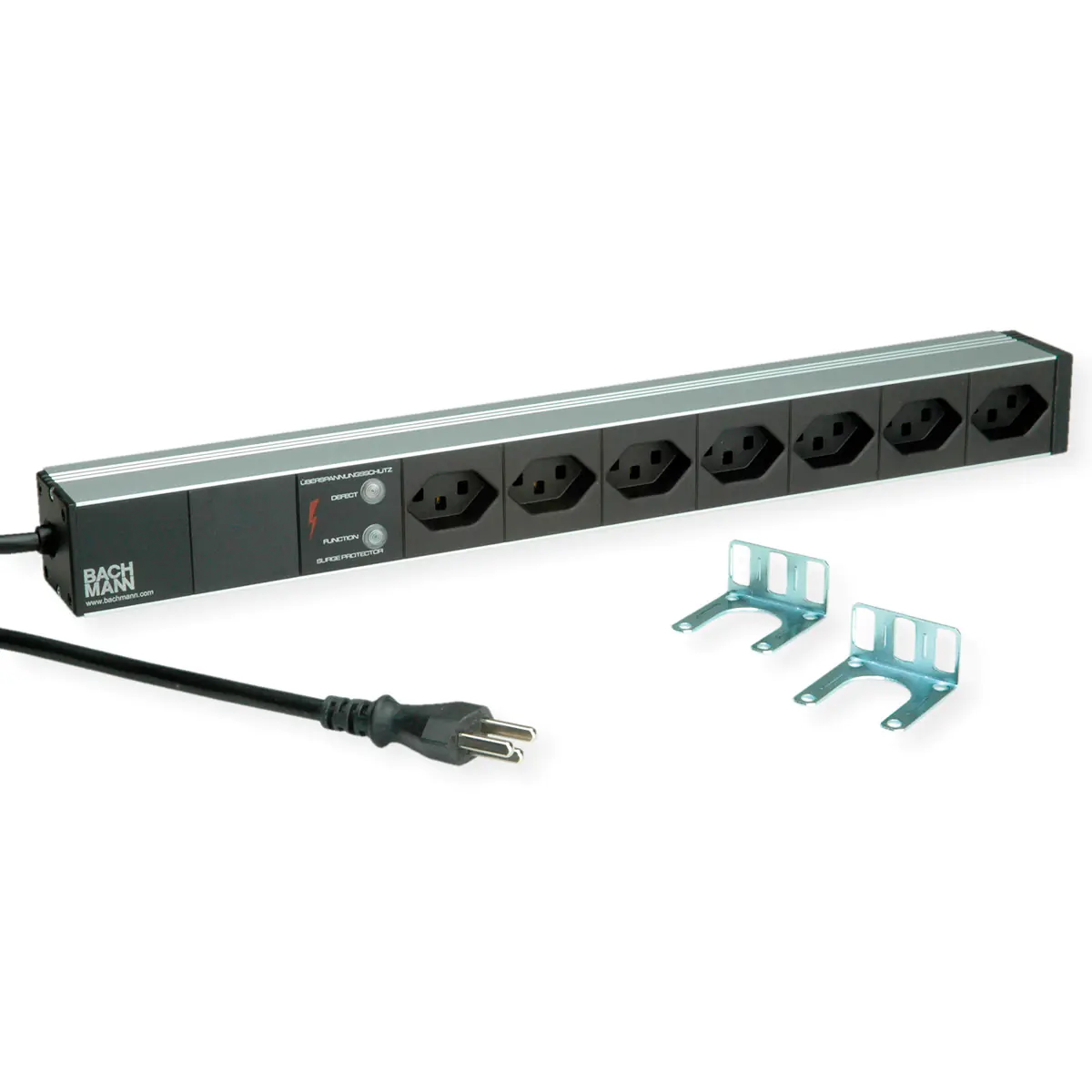 Bachmann Max Hauri AG 107750 - 1U - Aluminium - Schwarz - Silber - 7 AC-Ausgänge - SEV 1011 Type 2