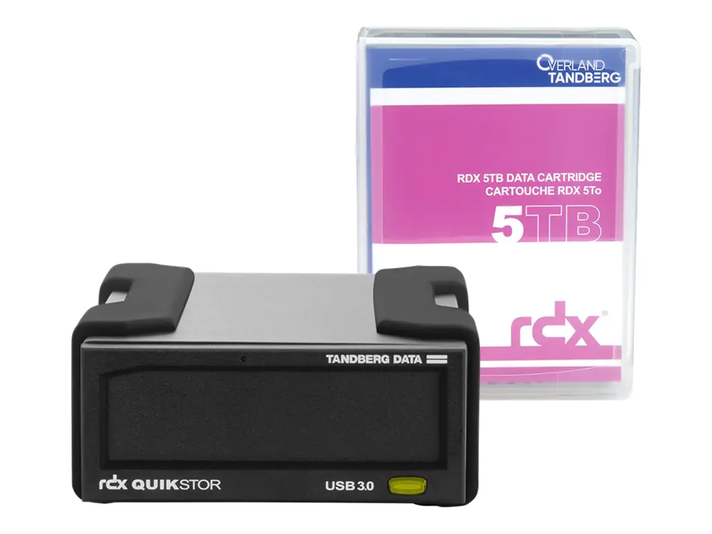 Overland-Tandberg RDX QuikStor - Laufwerk - RDX Kartusche - SuperSpeed USB 3.0 - extern - Schwarz - mit 5-TB-Kassette