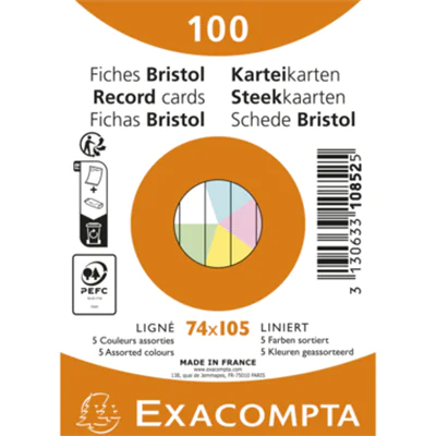 Exacompta Karteikarte DIN A7 liniert je 20 x blau, gelb, grün, rosa, weiß 100 St./Pack. Exacompta Karteikarte DIN A7 liniert je 20 x blau, gelb, grün, rosa, weiß 100 St./Pack.