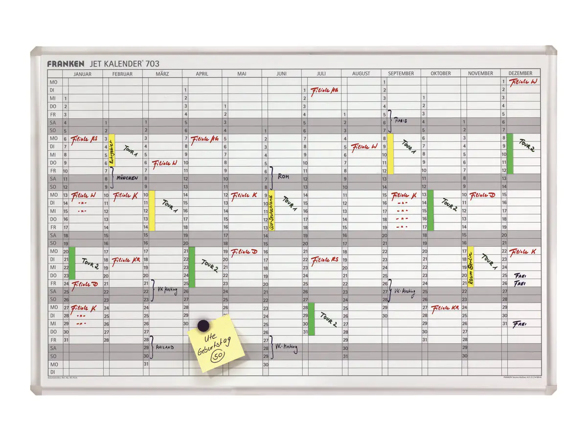 Franken GmbH FRANKEN JetKalender 703 - Trockenlösch-Planungstafel JK703