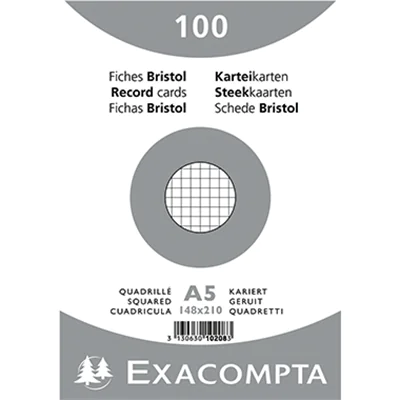 Exacompta Karteikarte 10208E DIN A5 kariert weiß 100 St./Pack. Exacompta Karteikarte 10208E DIN A5 kariert weiß 100 St./Pack.