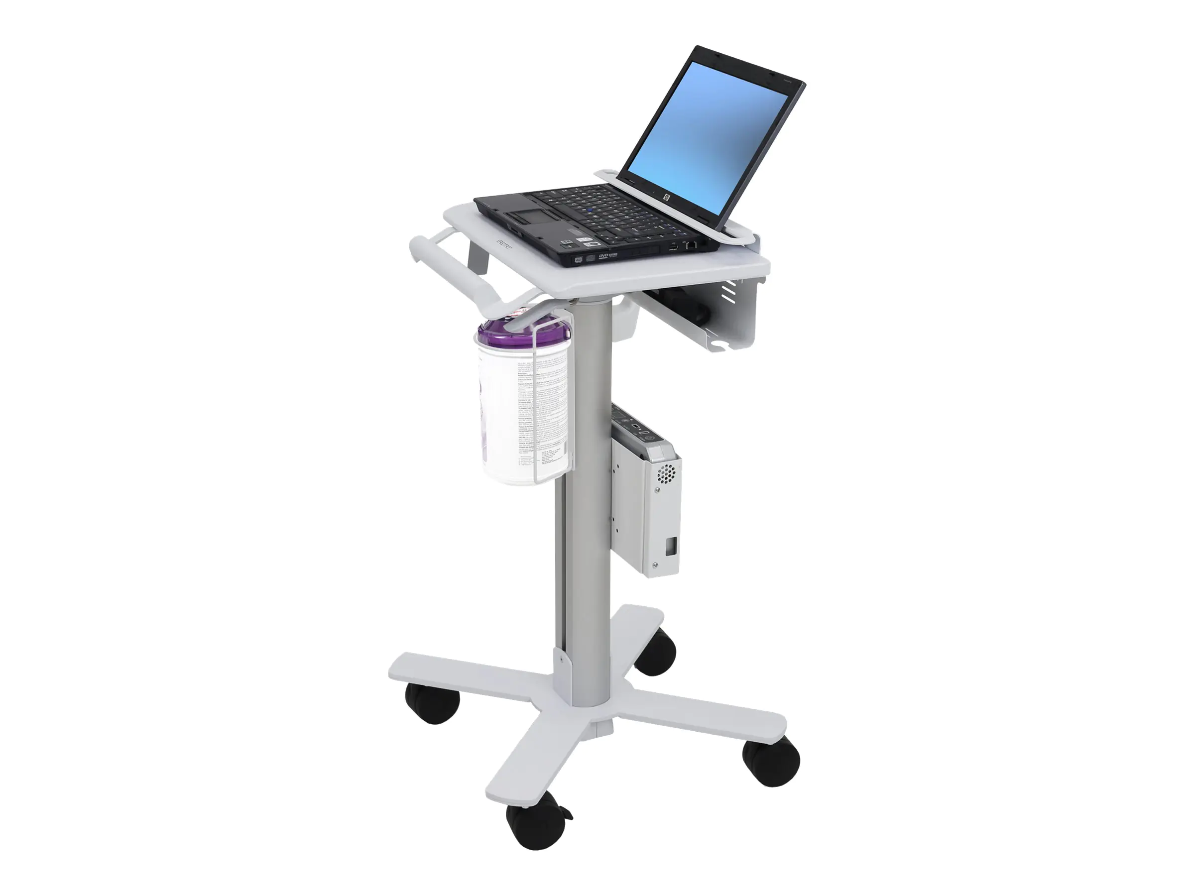 Ergotron - Wagen - leichtes Design - für Notebook / Barcode-Scanner - medizinisch - Stahl - weiß, Aluminium - Bildschirmgröße: bis zu 43,2 cm (bis zu 17")