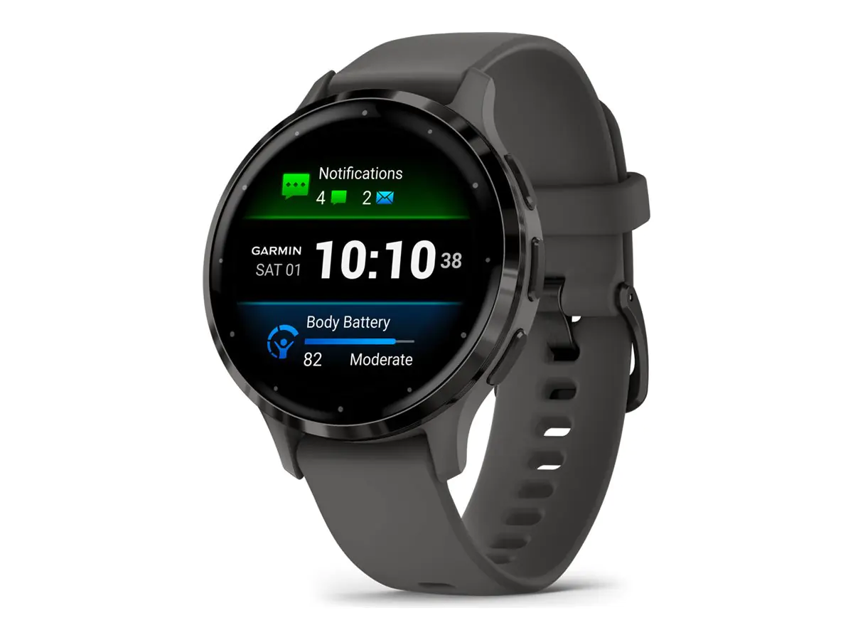 Garmin Venu 3S - 41 mm - Pebble Gray - intelligente Uhr mit Band - Silikon - Handgelenkgröße: 110-175 mm - Anzeige 3.04 cm (1.2") - 8 GB - Bluetooth, ANT+, Wi-Fi - 40 g