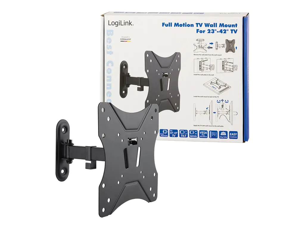 LogiLink Full Motion - Klammer - für Flachbildschirm - fester, kaltgepresster Stahl - Bildschirmgröße: 58.4-106.7 cm (23"-42") BP0007