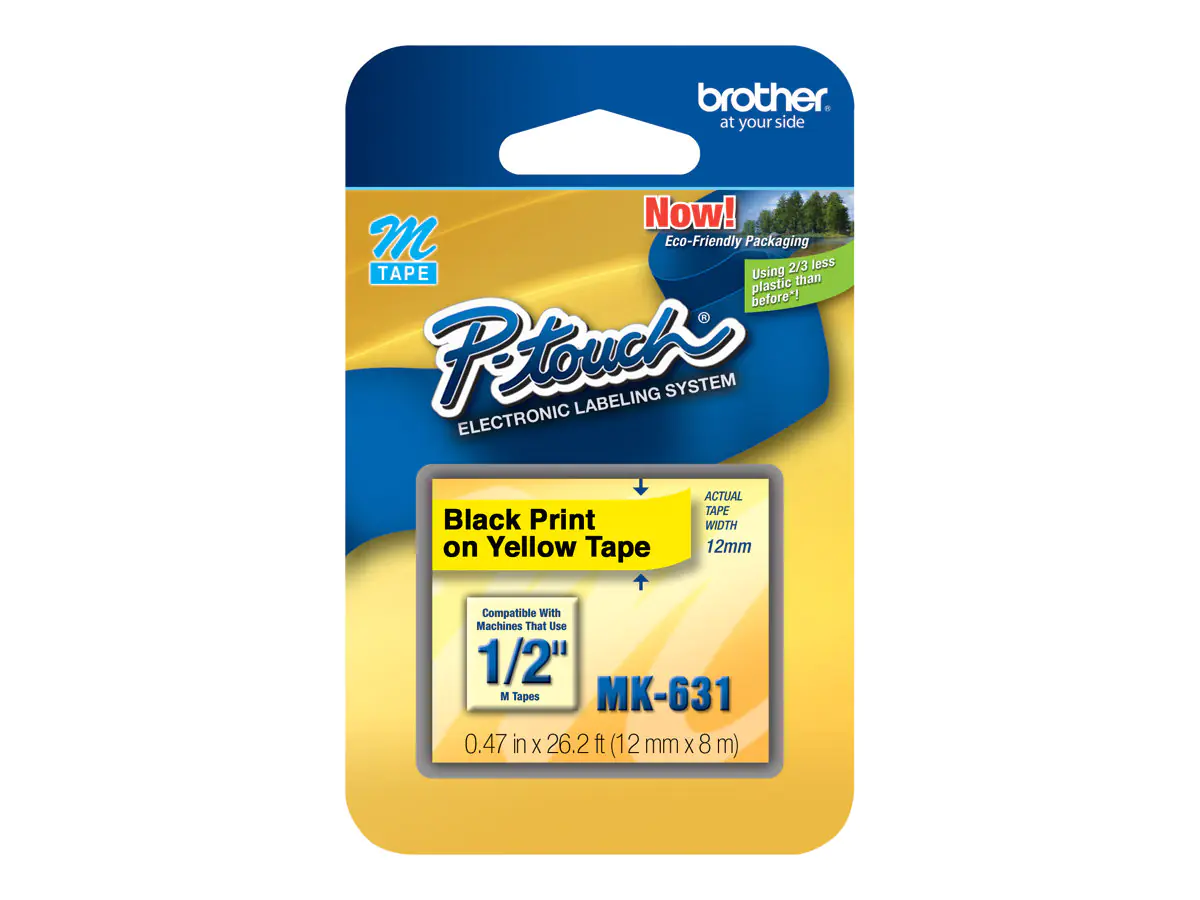 Brother M-K631BZ - Schwarz auf Gelb - Rolle (0,9 cm x 8 m) 1 Kassette(n) nicht-laminiertes Schriftband - für P-Touch PT-55, PT-65, PT-75, PT-85, PT-90, PT-BB4 Brother M-K631BZ - Schwarz auf Gelb - Rolle (0,9 cm x 8 m) 1 Kassette(n) nicht-laminiertes Schriftband - für P-Touch PT-55, PT-65, PT-75, PT-85, PT-90, PT-BB4