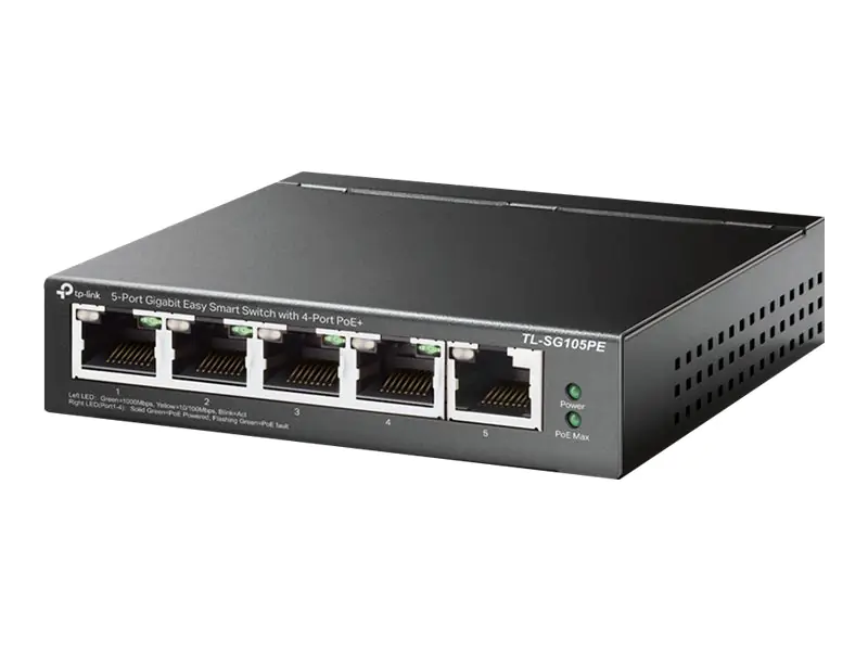 TP-Link TL-SG105PE - Switch - managed - 5 x 10/100/1000 (4 PoE+) - Desktop - PoE+ (65 W)