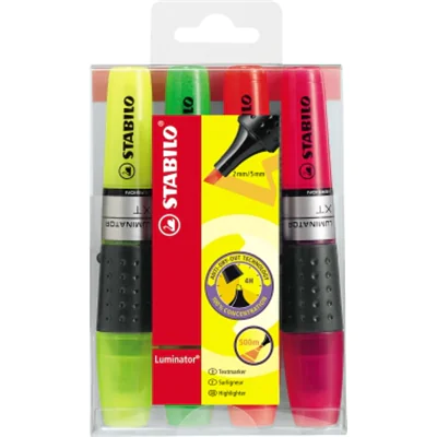 STABILO Textmarker Luminator 71/4 2+5mm Keilspitze sort. 4 St./Pack. STABILO Textmarker Luminator 71/4 2+5mm Keilspitze sort. 4 St./Pack.
