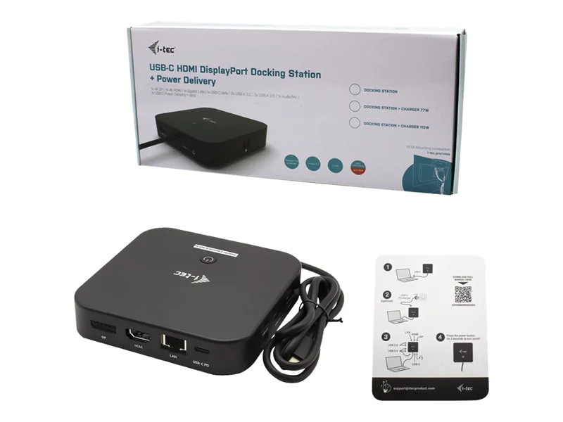 i-Tec - Dockingstation - USB-C 3.1 / Thunderbolt 3 - HDMI, DP++ - 1GbE - 100 Watt