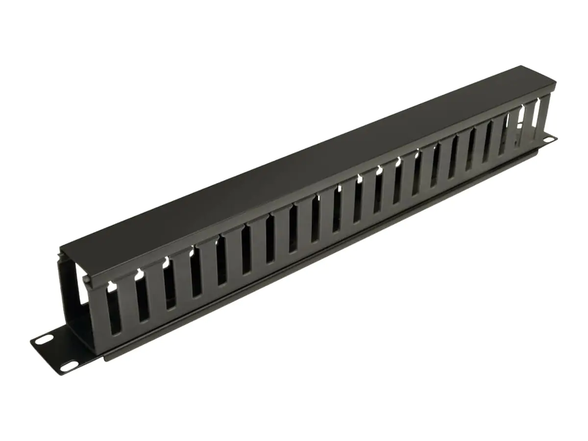 Eaton Tripp Lite Series Rack Enclosure Horizontal Cable Manager (finger duct) 1URM - Rack Kabelmanagement-Kabelkanal mit Abdeckung - Schwarz - 1U - 48.3 cm (19")