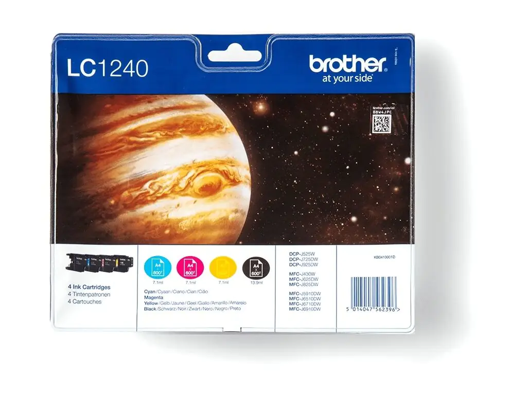 Brother LC1240 Value-Pack - Schwarz, Gelb, Cyan, Magenta - Original - Blister mit akustischem/elektromagnetischem Alarm - Tintenpatrone - für Brother DCP-J525, J725, J925, MFC-J430, J5910, J625, J6510, J6710, J6910, J825