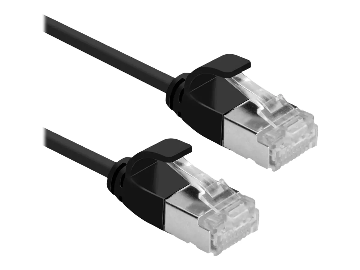 Roline Green - Patch-Kabel - RJ-45 (M) zu RJ-45 (M) - 50 cm - 3.6 mm - U/FTP - CAT 6a - halogenfrei, geformt, ohne Haken, verseilt - Schwarz, pantone 3C