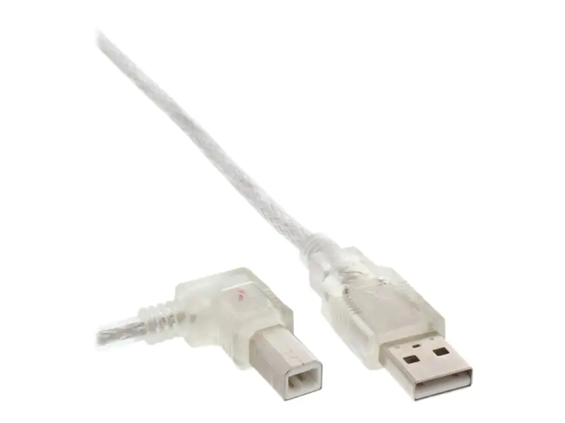 InLine - USB-Kabel - USB Typ B (M) zu USB (M) - USB 2.0 - 50 cm - links-gewinkelter Stecker - durchsichtig InLine - USB-Kabel - USB Typ B (M) zu USB (M) - USB 2.0 - 50 cm - links-gewinkelter Stecker - durchsichtig