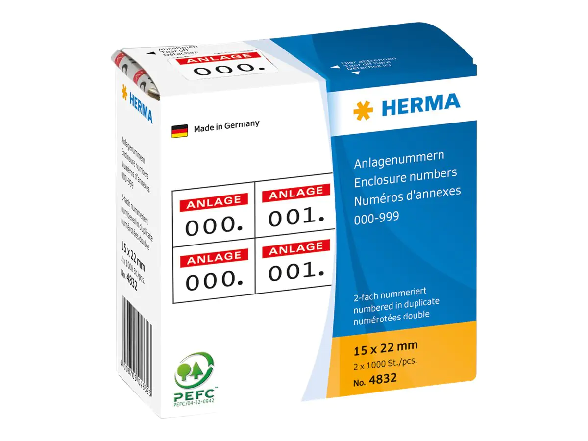 HERMA Weiß, Rot - 15 x 22 mm 2000 Etikett(en) 4832