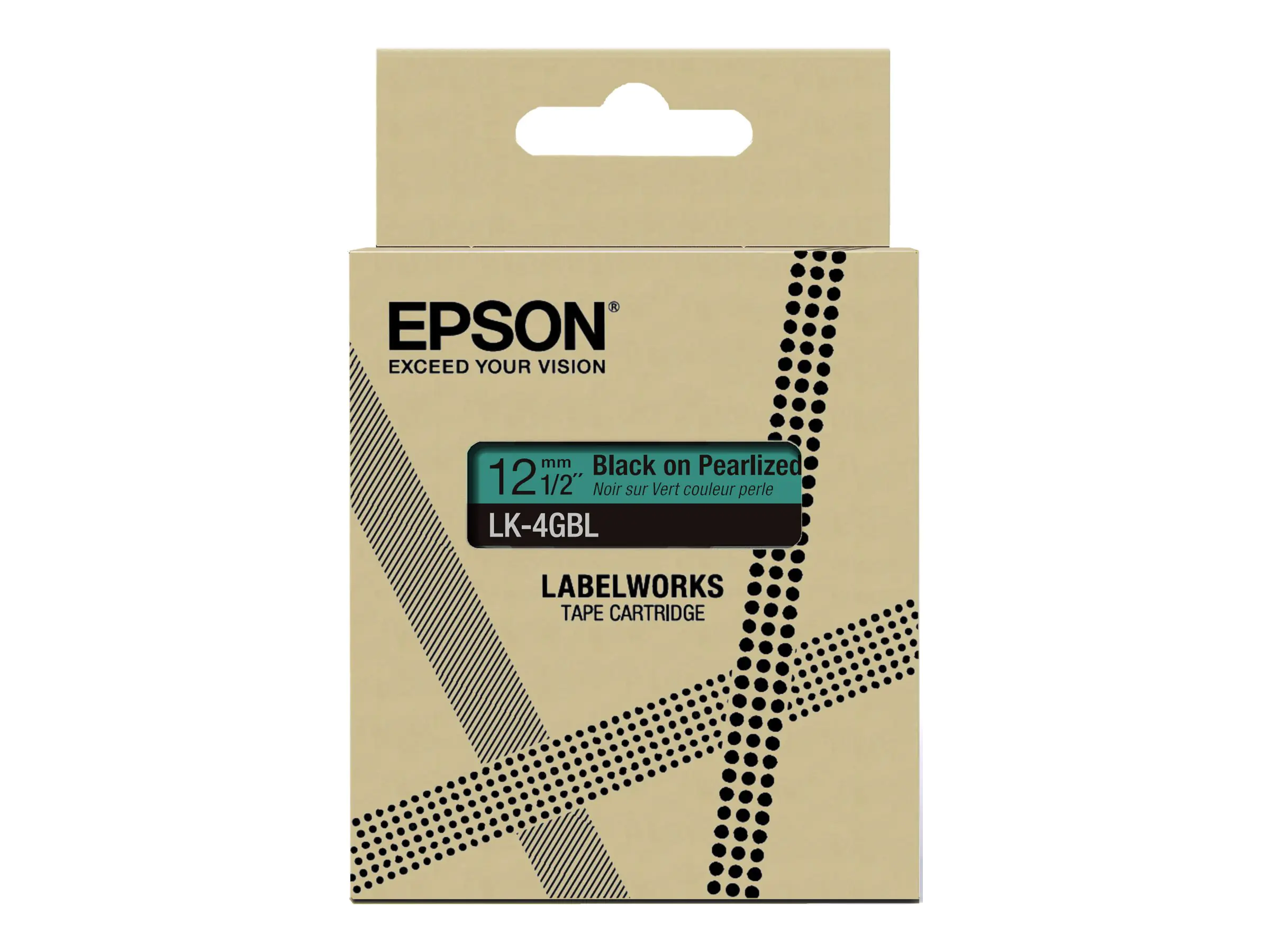 Epson LabelWorks LK-4GBL - Black on Pearlized Green - Rolle (1,2 cm x 9 m) C53S672102