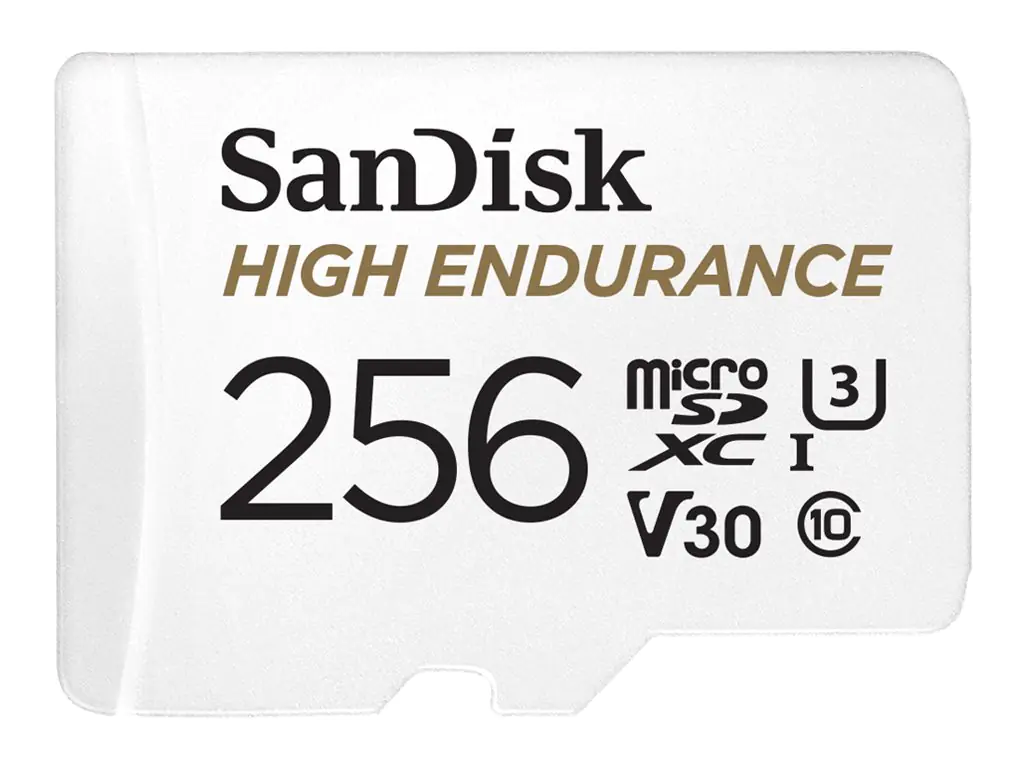 SanDisk High Endurance - Flash-Speicherkarte (microSDXC-an-SD-Adapter inbegriffen) - 256 GB - Video Class V30 / UHS-I U3 / Class10 - microSDXC UHS-I