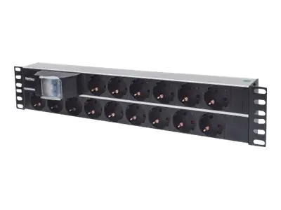 Intellinet 19" 2U Rackmount 15-Way Power Strip - German Type", With Double Air Switch, 3m Power Cord - Steckdosenleiste (Rack - einbaufähig) 714051