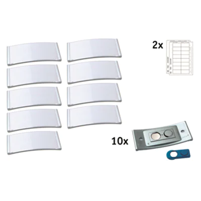 badgepoint® Namensschild polar® classic 74 x 34 mm (B x H) inkl. 2 Bogen (32 Namenskarten) Papier A4 weiß Magnet metall 10 St./Pack.