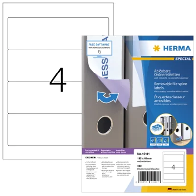 HERMA Ordneretikett Movables 10141 192x61mm weiß 400 St./Pack. HERMA Ordneretikett Movables 10141 192x61mm weiß 400 St./Pack.