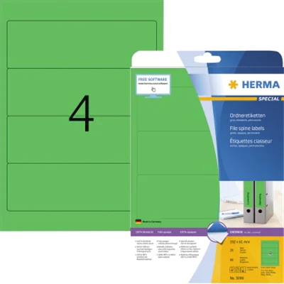 HERMA Ordneretikett 5099 192x61mm sk grün 80 St./Pack. HERMA Ordneretikett 5099 192x61mm sk grün 80 St./Pack.