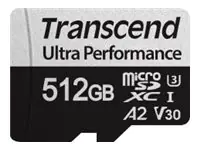 Transcend USD340S - Flash-Speicherkarte (microSDXC-an-SD-Adapter inbegriffen) - 512 GB - A2 / Video Class V30 / UHS-I U3 / Class10 - microSDXC UHS-I