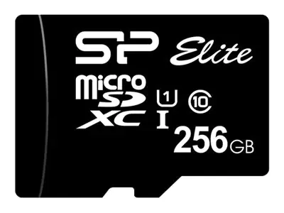 SILICON POWER Elite - Flash-Speicherkarte (microSDXC-an-SD-Adapter inbegriffen) - 256 GB - UHS Class 1 / Class10 - microSDXC UHS-I