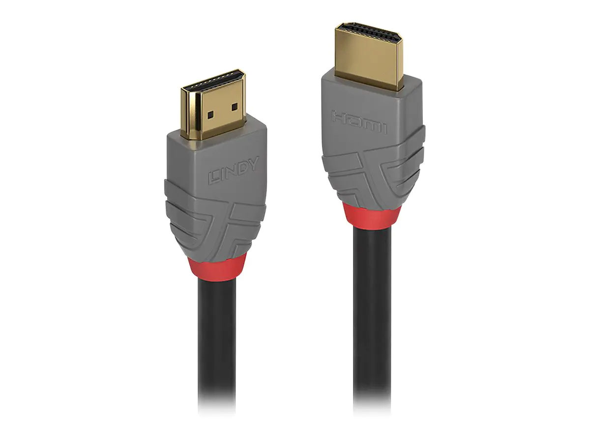 Lindy Anthra Line - HDMI-Kabel mit Ethernet - HDMI männlich zu HDMI männlich - 30 cm - Dreifachisolierung - Schwarz - rund, 4K Unterstützung