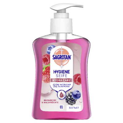 Sagrotan Flüssigseife HYDRA CARE Brombeere & Waldfrüchte dermatologisch getestet Ausführung des Behälters: Pumpflasche Material des Behälters: Kunststoff 0,25l Sagrotan Flüssigseife HYDRA CARE Brombeere & Waldfrüchte dermatologisch getestet Ausführung des Behälters: Pumpflasche Material des Behälters: Kunststoff 0,25l