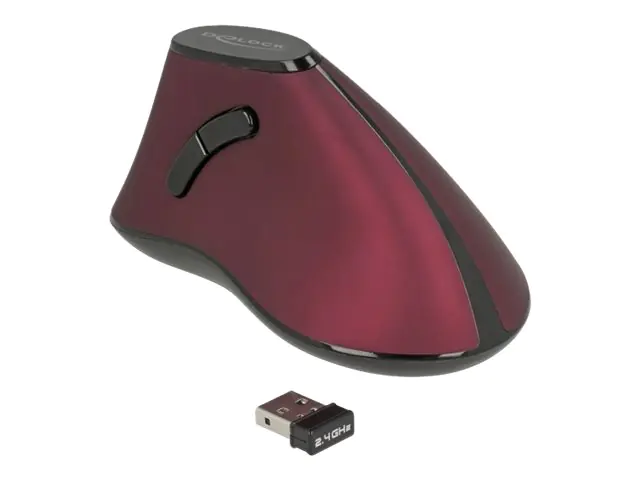 Delock Vertikale Maus - ergonomisch - Für Rechtshänder - optisch - 5 Tasten - kabellos - 2.4 GHz - kabelloser Empfänger (USB) 12528