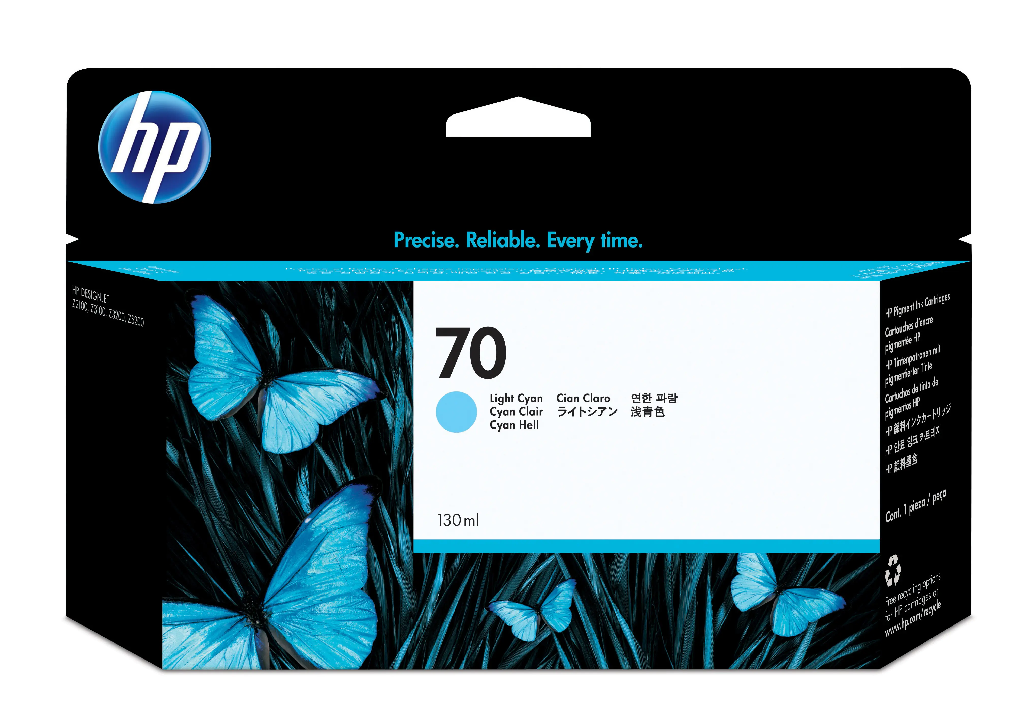 HP 70 - 130 ml - hell Cyan - original - DesignJet - Tintenpatrone - für DesignJet HD Pro MFP, T120, Z2100, Z3100, Z3100ps, Z3200, Z3200ps, Z5200, Z5400 HP 70 - 130 ml - hell Cyan - original - DesignJet - Tintenpatrone - für DesignJet HD Pro MFP, T120, Z2100, Z3100, Z3100ps, Z3200, Z3200ps, Z5200, Z5400