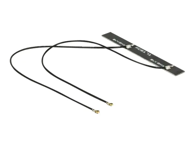 DeLOCK WLAN Twin Antenna 2 x MHF IV 802.11 ac/a/h/b/g/n 5 dBi 150 mm PCB internal self adhesive - Antenne - Wi-Fi - 5 dBi - Schwarz