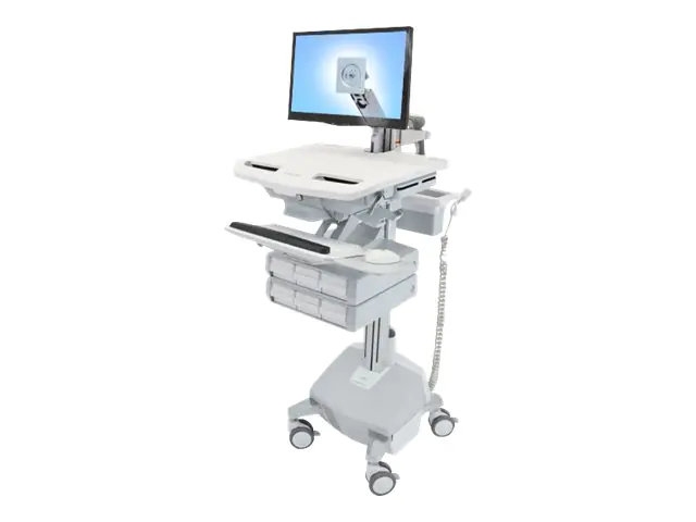 Ergotron Wagen - offene Architektur - für LCD-Display / PC-Ausrüstung - medizinisch - Aluminium, verzinker Stahl, hochwertiger Kunststoff - Grau, weiß, Polished Aluminum - Bildschirmgröße: bis zu 61 cm (bis zu 24 Zoll) SV44-1262-2