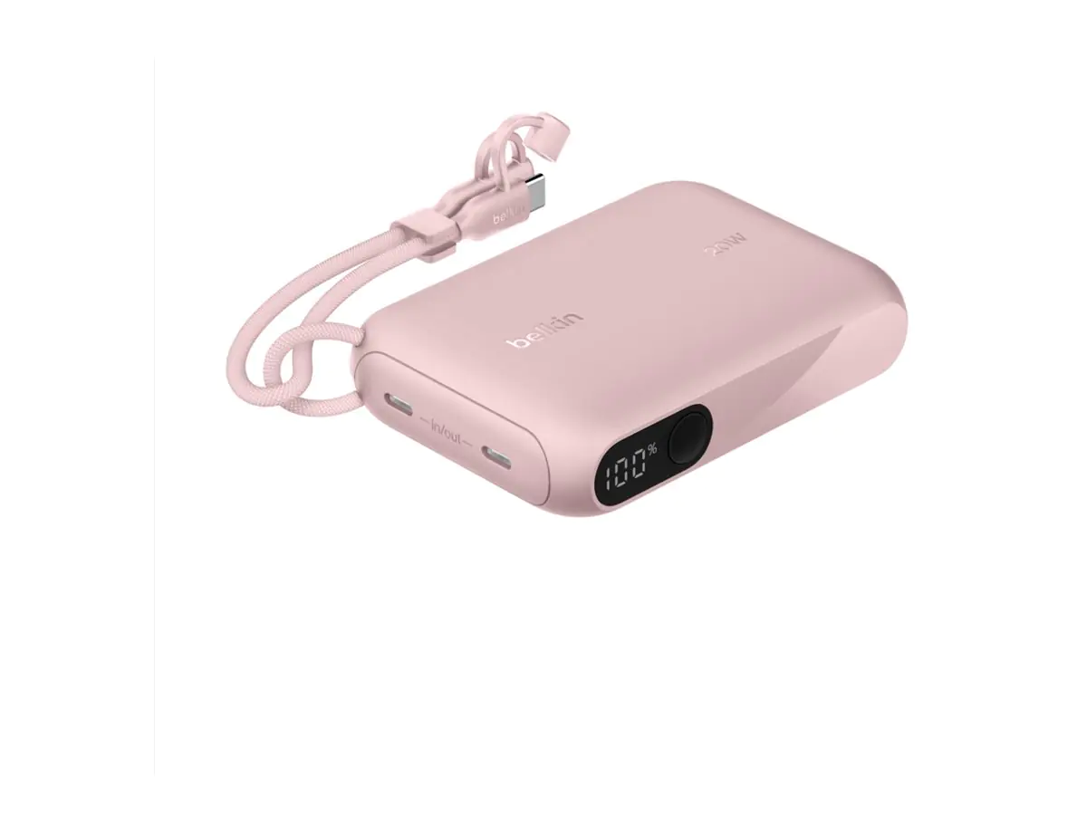 Belkin BoostCharge - Powerbank - mit Display - 10000 mAh - 20 Watt - PD - 2 Ausgabeanschlussstellen (USB-C) BPB027HQPK