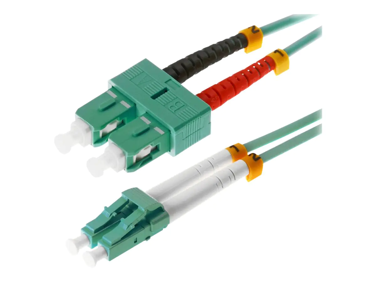 Helos - Patch-Kabel - LC Multi-Mode (M) bis SC multi-mode (M) - 2 m - Glasfaser - Duplex - 50/125 Mikrometer - OM3 - Aquamarin