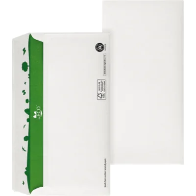 beECO® Briefumschlag DIN lang 220 x 110 mm (B x H) ohne Fenster 80g/m² mit Haftklebung Papier weiß 500 St./Pack. beECO® Briefumschlag DIN lang 220 x 110 mm (B x H) ohne Fenster 80g/m² mit Haftklebung Papier weiß 500 St./Pack.