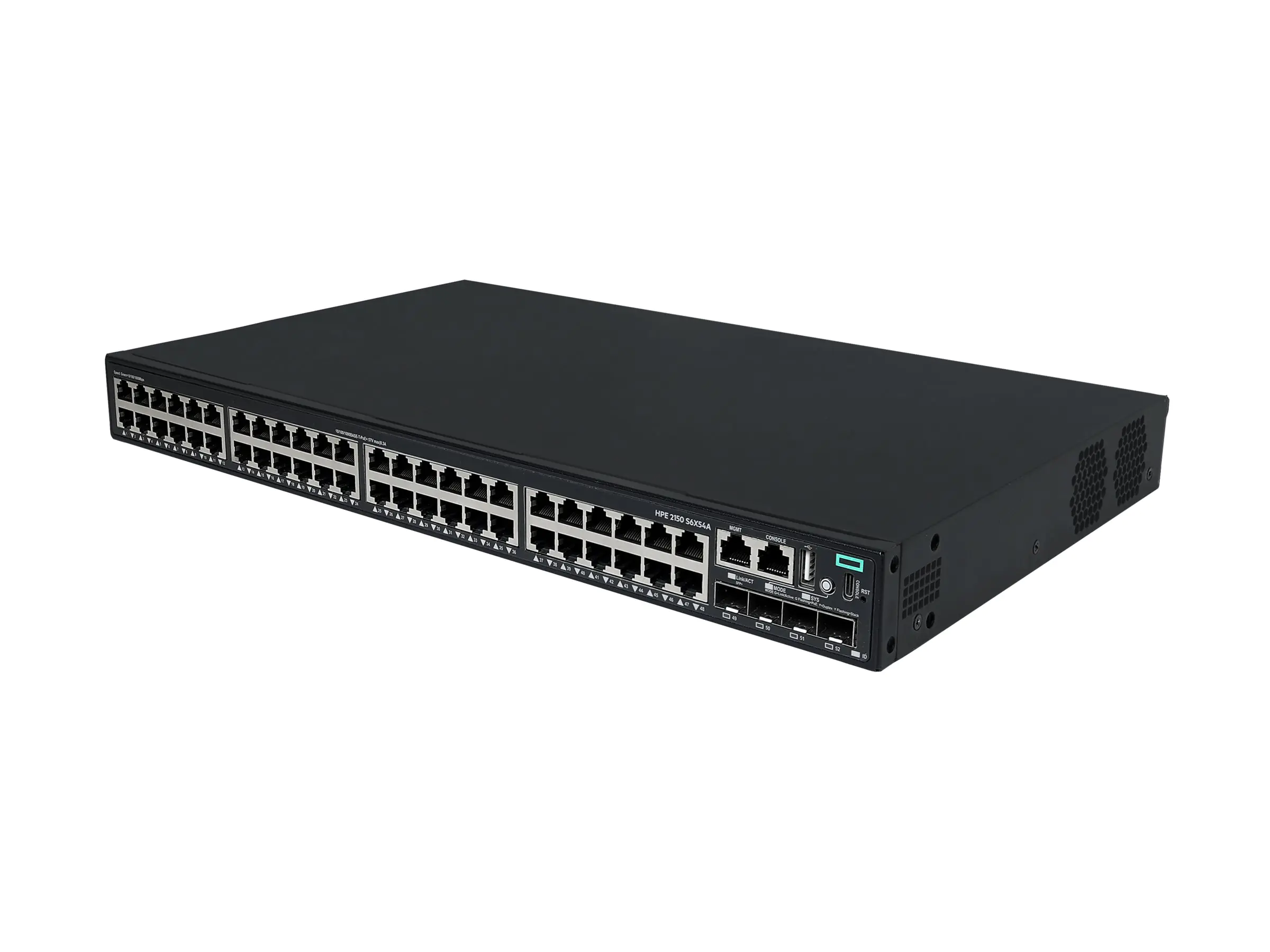 HPE Networking Comware 2150 48p 10M/100M/1G PoE+ 4p SFP+ 1G/10G 770W - Switch - L3 - managed - 48 x 10/100/1000Base-T (PoE+) S6X54A#ABB