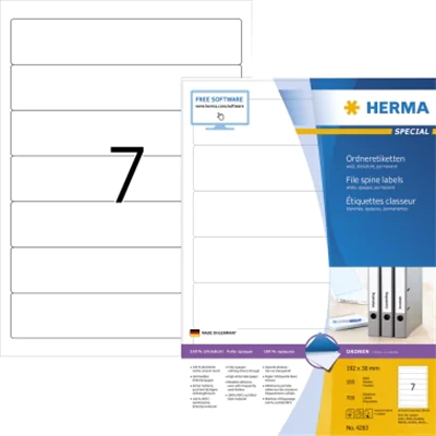 HERMA Ordneretikett 4283 kurz/schmal sk weiß 700 St./Pack. HERMA Ordneretikett 4283 kurz/schmal sk weiß 700 St./Pack.